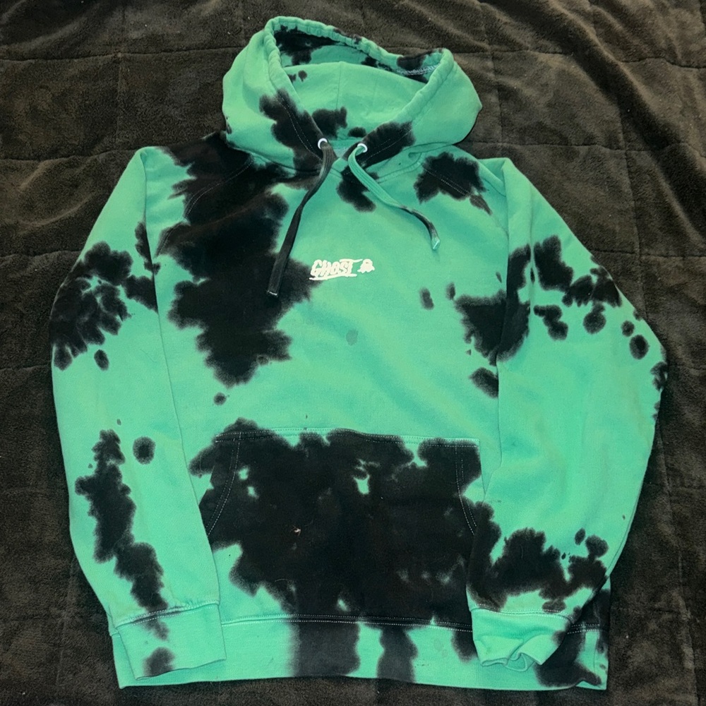 Ghost Glitch Tie-Dye Hoodie - Green And Black